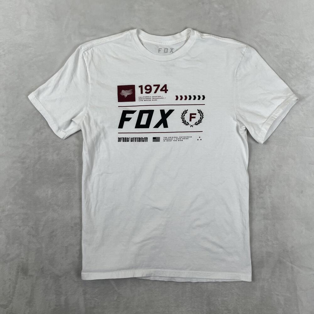 Fox Racing T-Shirt Mens L White 1974 Speed Division California Motocross Tee